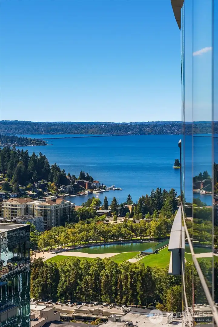 Side View of Meydenbauer Bay off   balcony. This image enlarged.