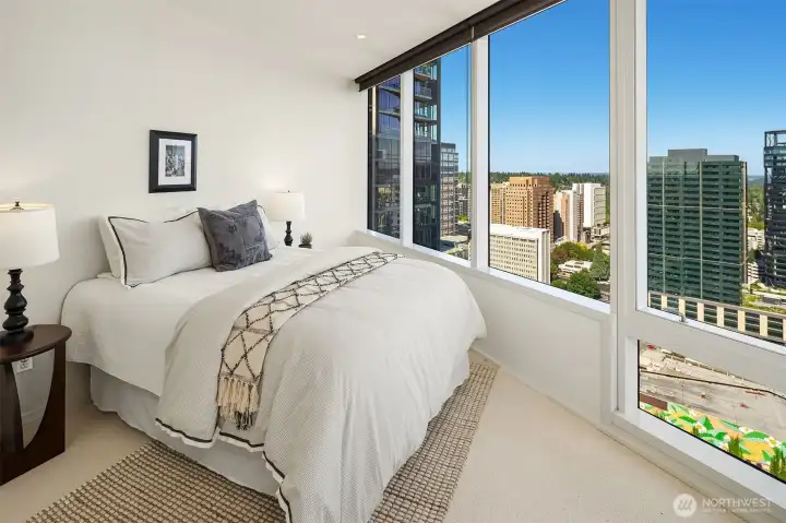 Guest bedroom tucked away on opposite side of home from the primary suite.