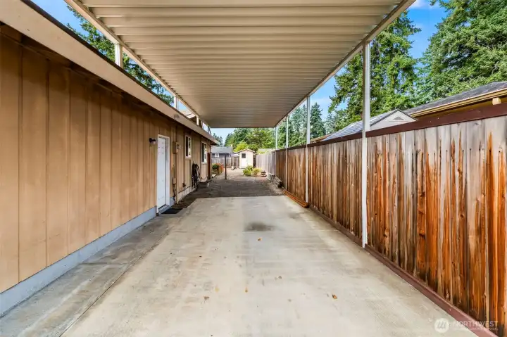 The door on the left leads into the garage - easy access when you're packing the RV for a weekend getaway!