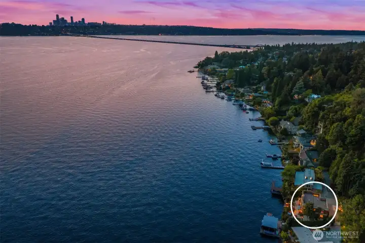Sunny westside location has awesome Seattle skyline views and spectacular sunsets.