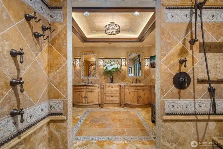 Oversized dual shower.