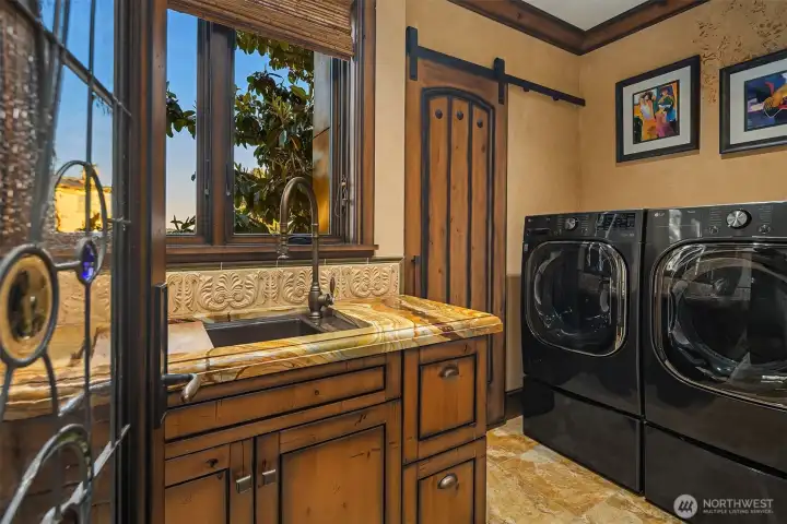 Even the laundry room is elegantly appointed and has a view.