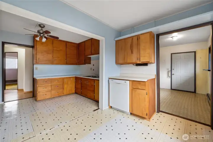 Kitchen offers additional dining space