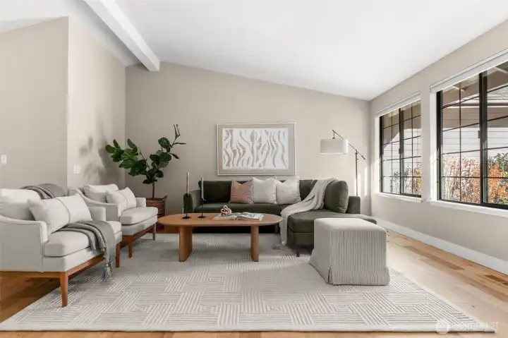 Neutral painted walls and natural wood finished floors provide a calming atmosphere.