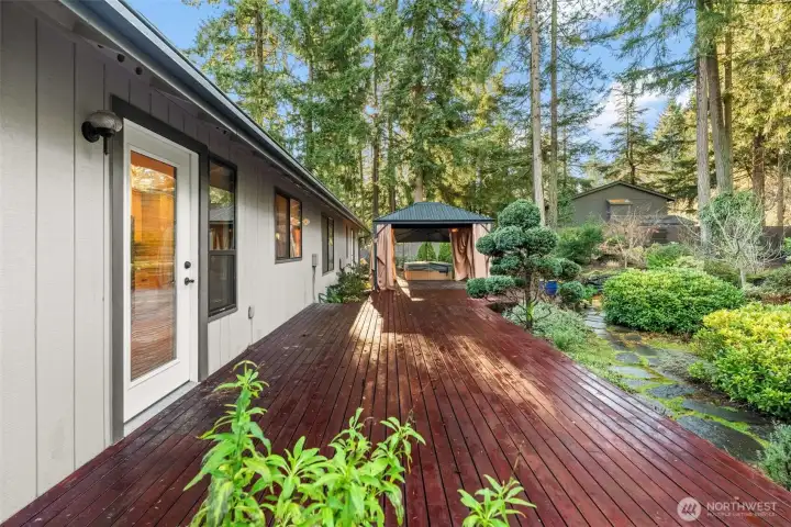Many windows from the back of the house allow for nature watching from multiple angles.