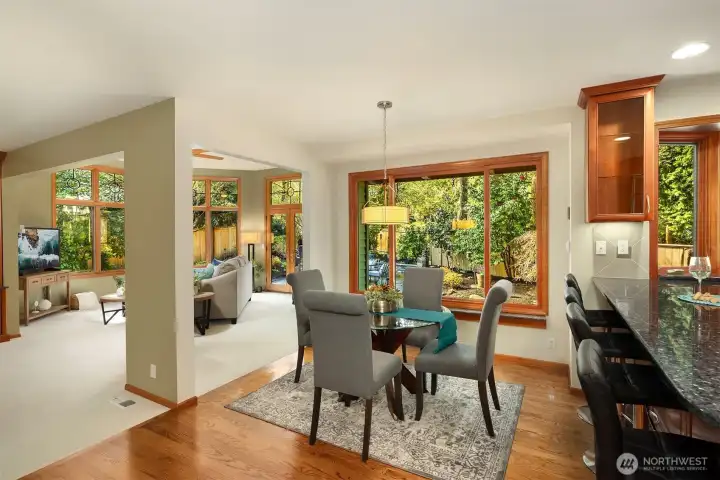 Eating Space Looking to Rec Room