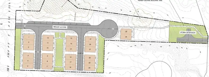 26 townhouses,20 cottages or 9 single-family homes