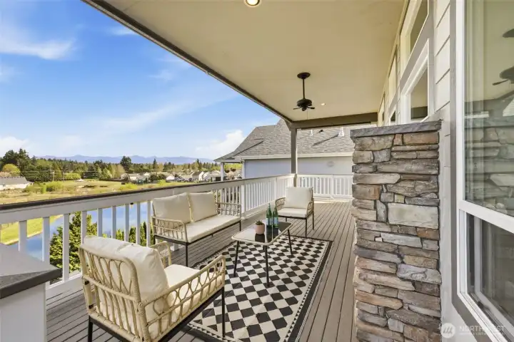 Enjoy Sitting Outside & Enjoying the Double-sided Fireplace