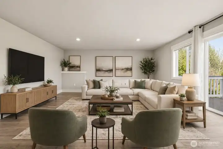 Daylight Basement Family Room / Virtually Staged