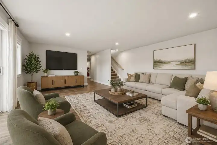 Daylight Basement Family Room / Virtually Staged