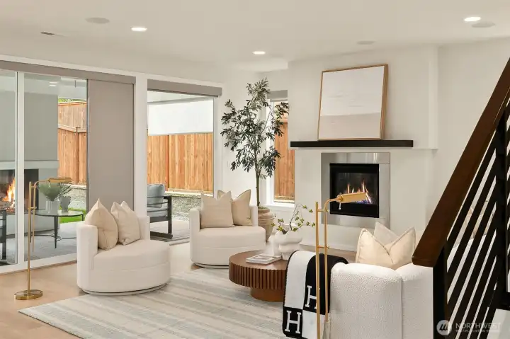 A custom Bali and Veneta window treatment package blends automation with versatility, featuring blackout, top-down/bottom-up, and remote-controlled blinds—offering refined control over light, privacy, and ambiance throughout the day.