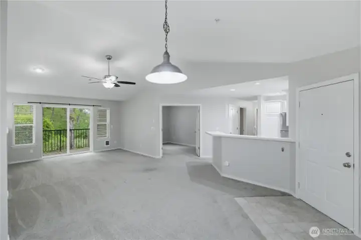Dining area and living room