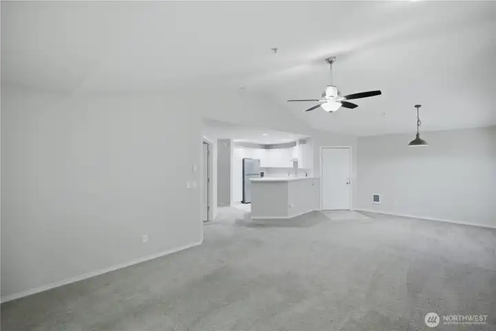 Living room facing the kitchen