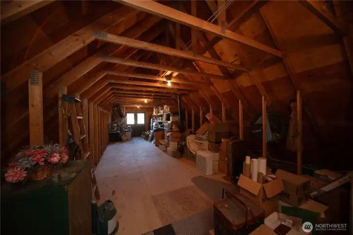 Huge storage room above main house garage.