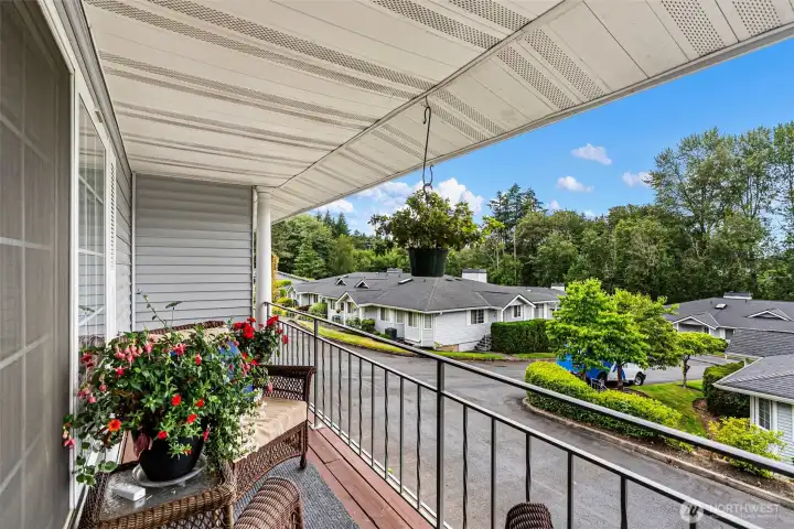 A lovely covered front deck is a wonderful place to enjoy territorial views and ever-changing skies.