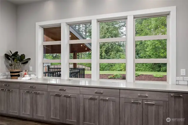 Window with cabinets in kitchen