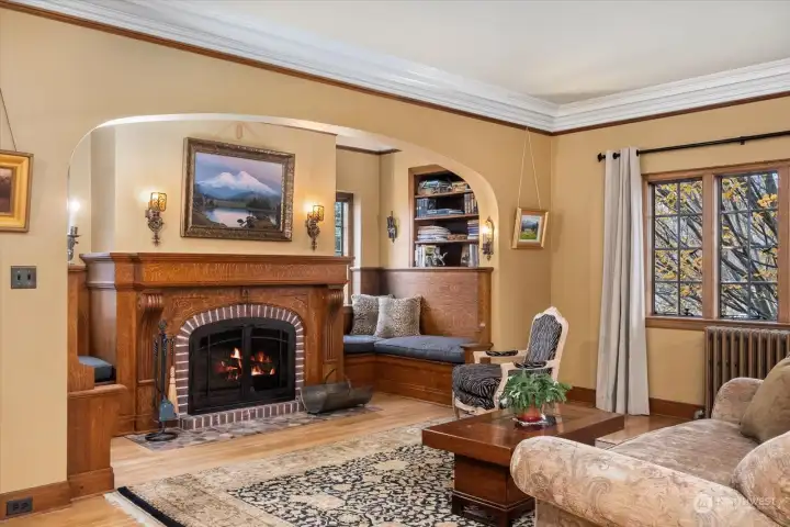 Formal living with woodburning fireplace Formal living with woodburning fireplace