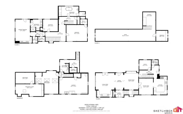 Floor plan - 3 stories plus basement Floor plan - 3 stories plus basement