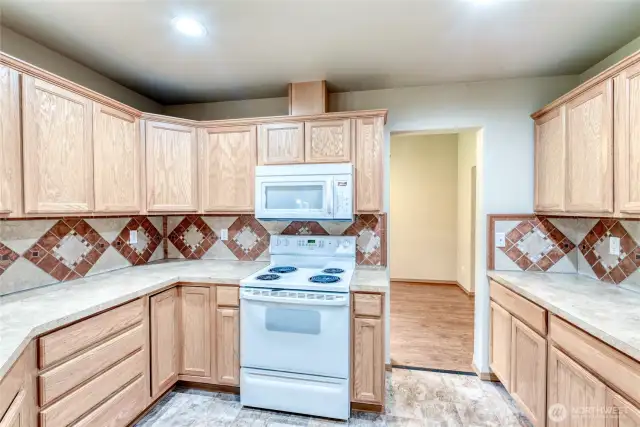 Kitchen with upgraded appliances.