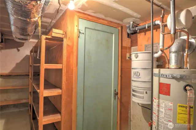 Mechanical Room with Door opening to Cedar Lined Closet