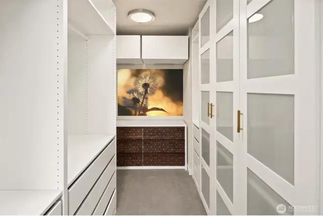 Primary closet with custom closet system