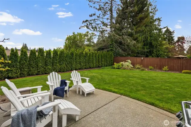 Patio and big level yard.