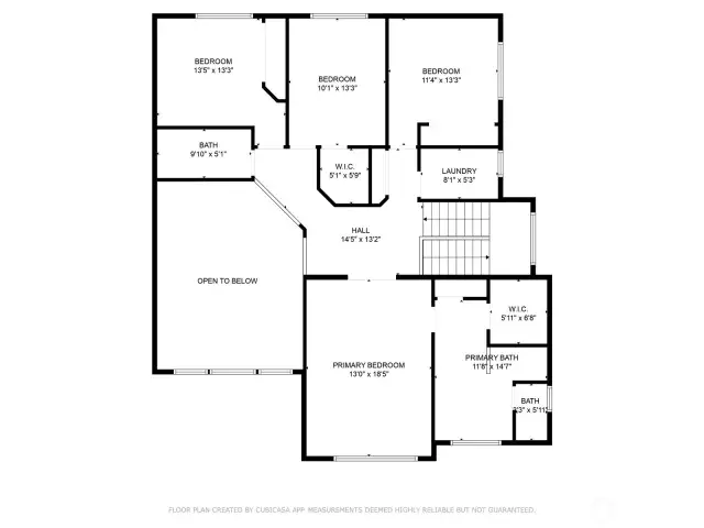Upper level floor plan.