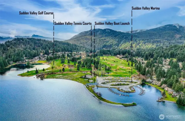 Sudden Valley has so many amenities - golf course, boat launch, marina, club house, fitness center, tennis or pickleball, two pools, parks, and extensive trails