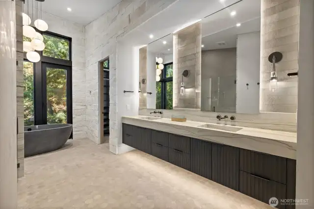 Custom integrated slab sinks.