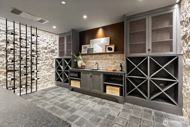 Temperature controlled wine cellar and tasting room.