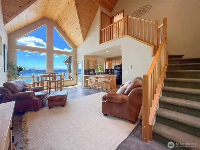 Gorgeous views from living room, dining room, kitchen, both bedrooms, and decks on both levels.