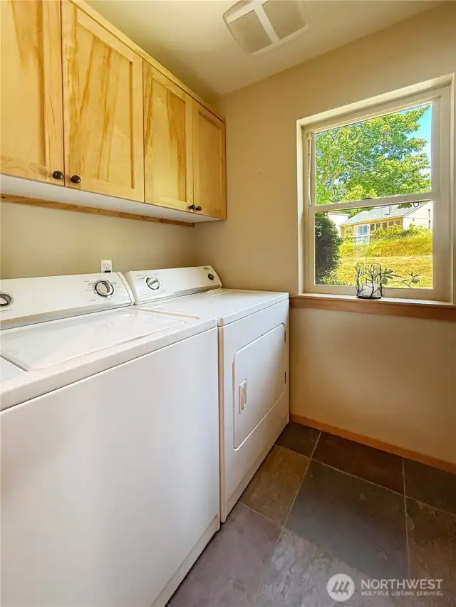 Spacious laundry room.