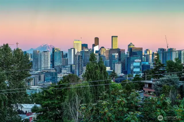 Sunset view of downtown Seattle.