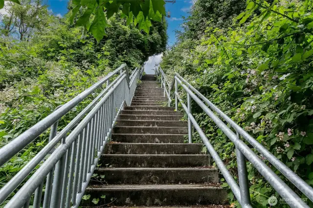Howe St Stairs to the south of the building.