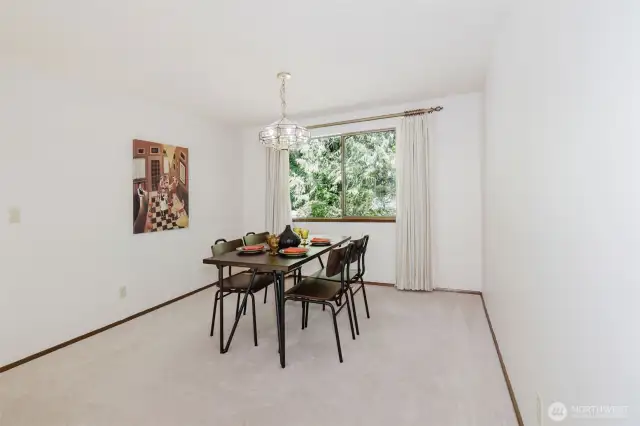 Plenty of room for large dining room furniture.
