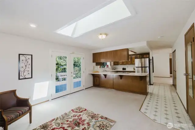 French doors open to the large back deck!