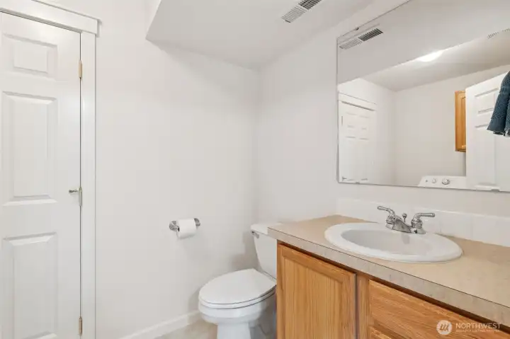 Half bath in laundry off office