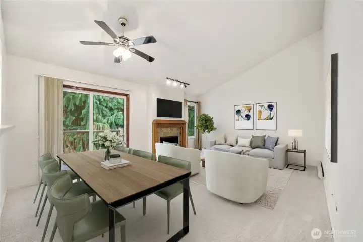 Virtually staged. Top-floor unit offering peace and privacy and a thoughtful floor plan designed for convenience.