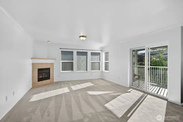 Lots of natural light coming through from the balcony.