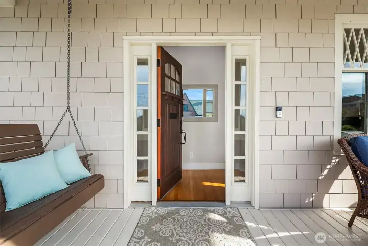 Front door opening to light filled foyer.