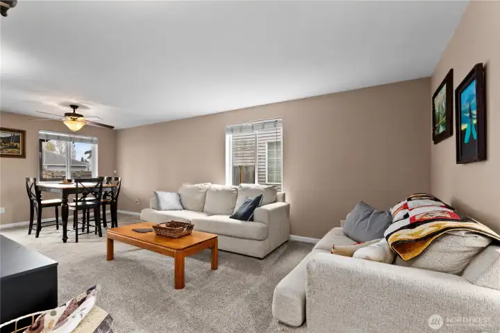 Living room and dining area
