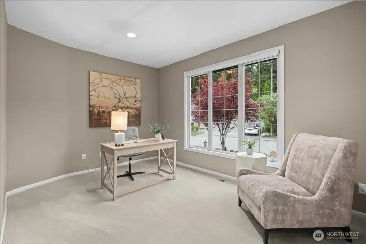 Versatile main floor den/office with peaceful natural light