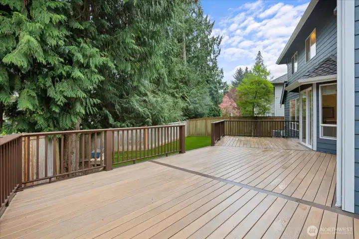 Complete privacy stepping outside. Low maintenance turf yard and composite decking for easy fun year round!