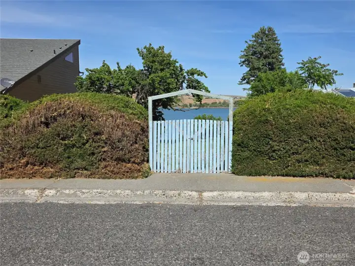 Hedge and gate at the street
