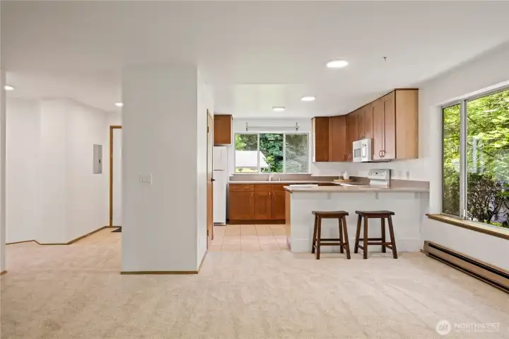entry and kitchen from living room