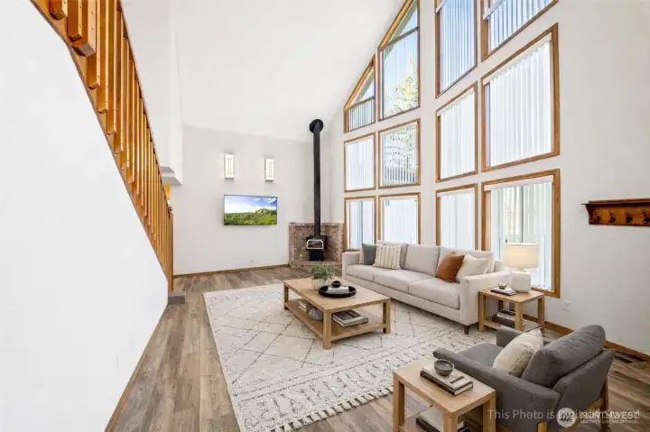Family room shown virtually staged