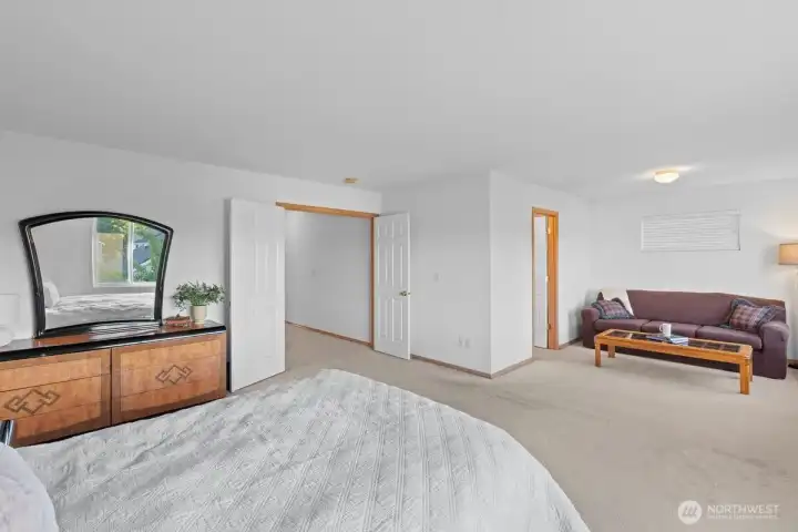 Double door entry to the primary bedroom suite.
