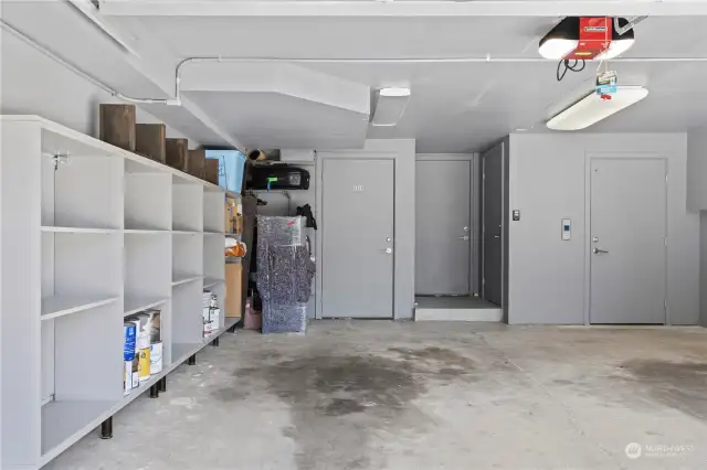 Plus an additional secure parking spot in the garage (left side). Straight ahead is the dedicated storage room for this condo and the door on the right is the private elevator access.