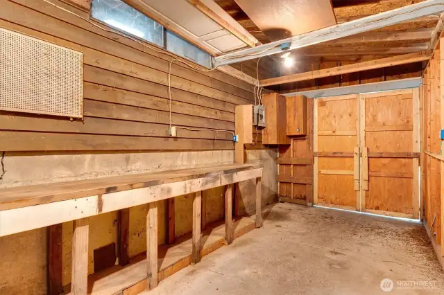 wood working or shed - door to the side yard