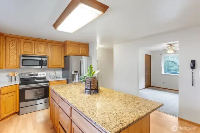 Kitchen with granite lsland